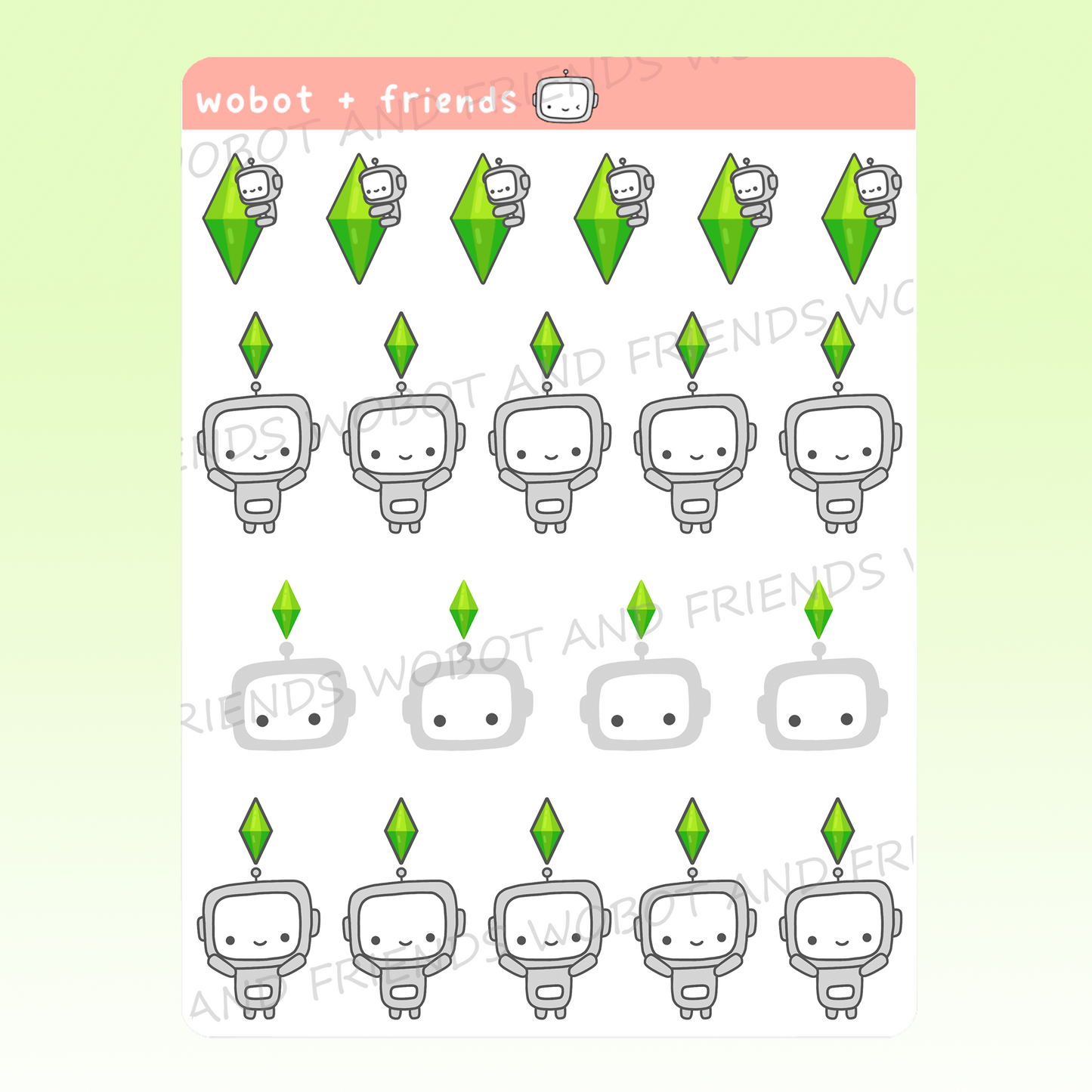 Happy PlumBOTS Sims Stickers - M55