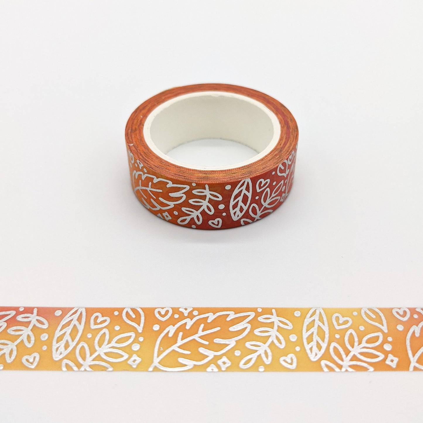 Orange Leaves Foil Washi Tape - 15mm
