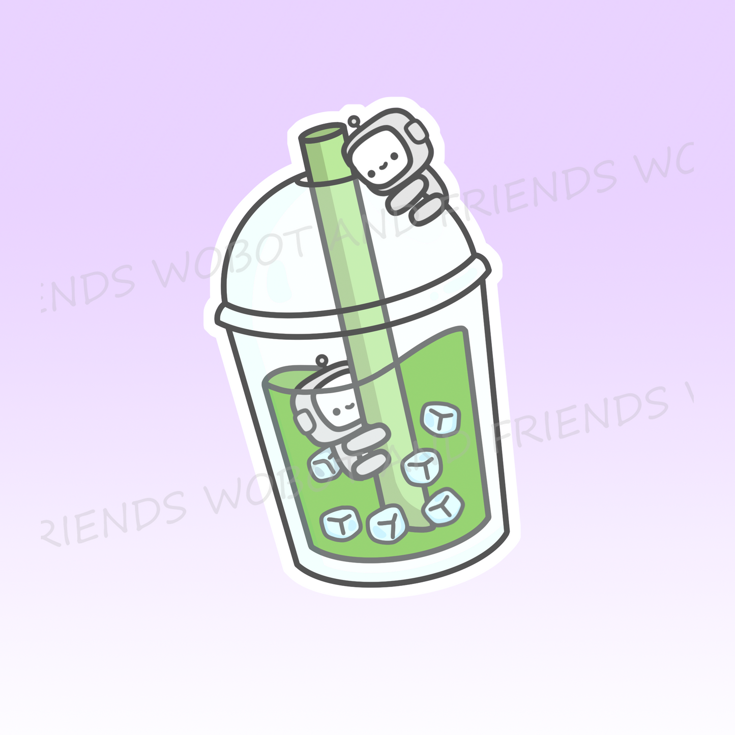 Iced Matcha Wobot Invasion Vinyl Sticker