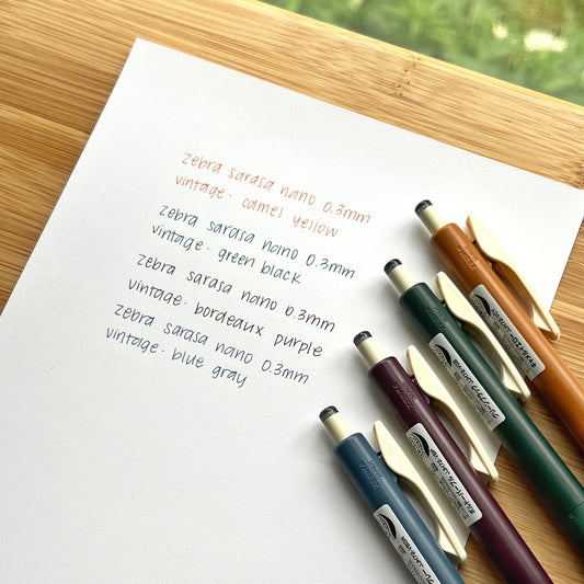 Zebra Sarasa Nano Gel Pen | 0.3 mm | Vintage Colors