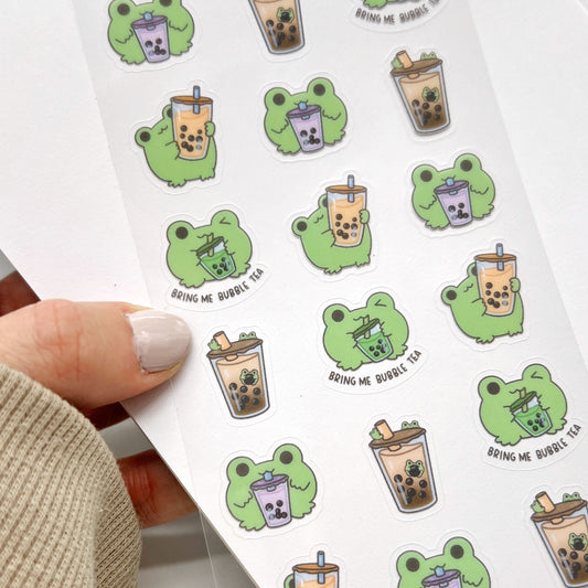 Boba Tea Froggies - 2 Clear Sticker Sheets