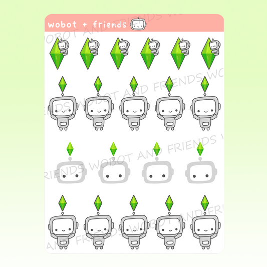 Happy PlumBOTS Sims Stickers - M55