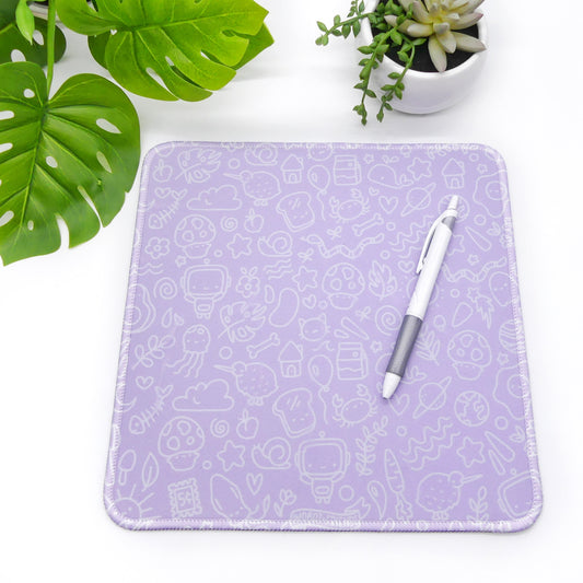 Pastel Purple Doodle Wobot Mousepad