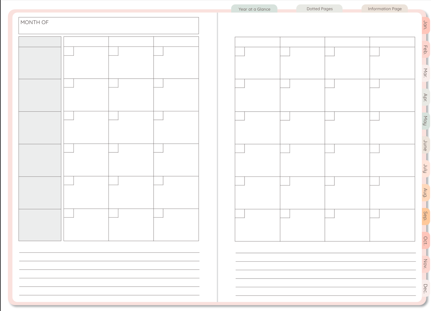 Blush Undated Digital FLX Planner - 12 Months