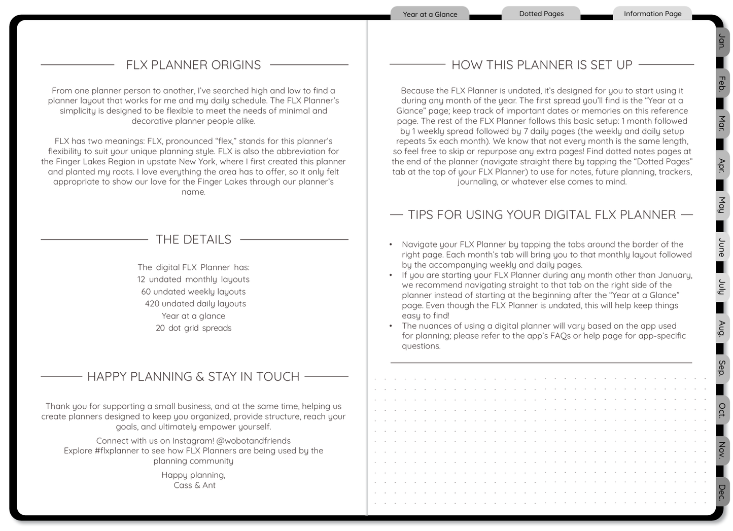 Greyscale Undated Digital FLX Planner - 12 Months