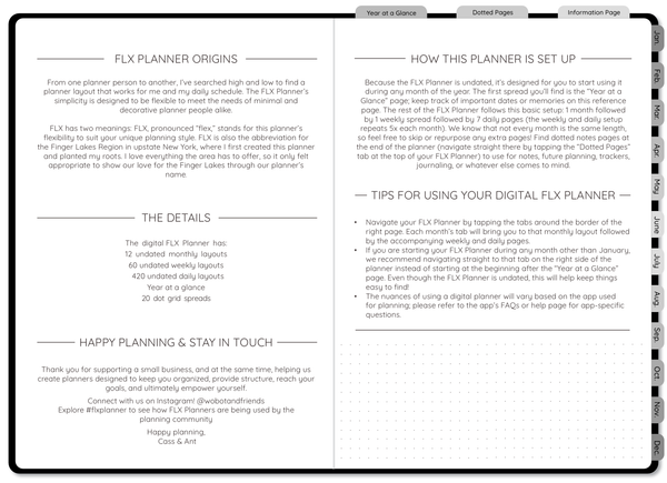 Greyscale Undated Digital FLX Planner - 12 Months