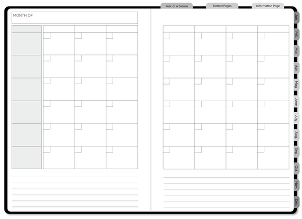 Greyscale Undated Digital FLX Planner - 12 Months