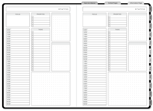 Greyscale Undated Digital FLX Planner - 12 Months