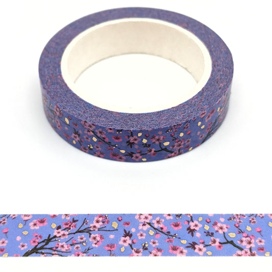 Lilac Cherry Blossoms Washi Tape - 10mm