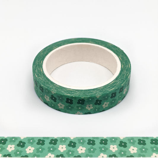 Green Flowers Washi Tape - 10mm