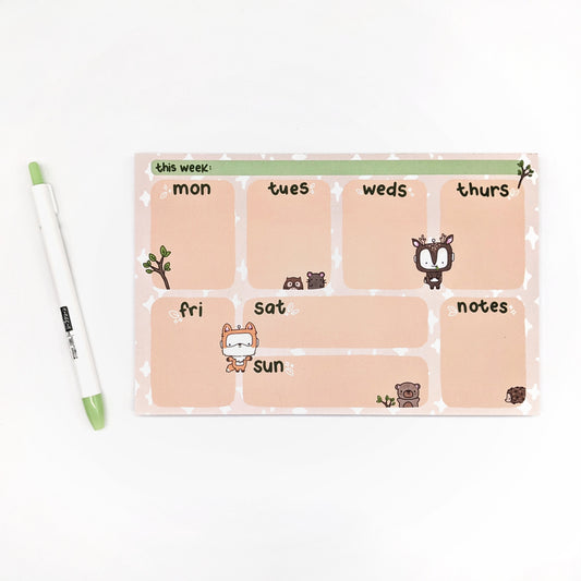 Woodland Creatures Weekly Notepad