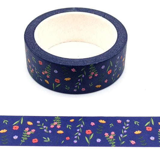 Blue Wildflowers Washi Tape - 15mm