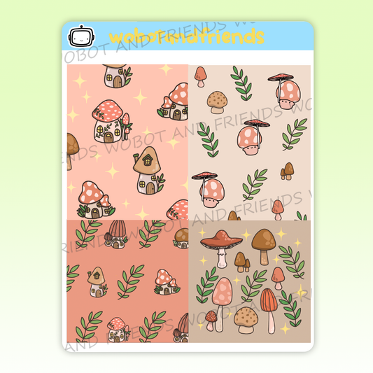Mystical Mushroom Forest Pattern Panels - N04b