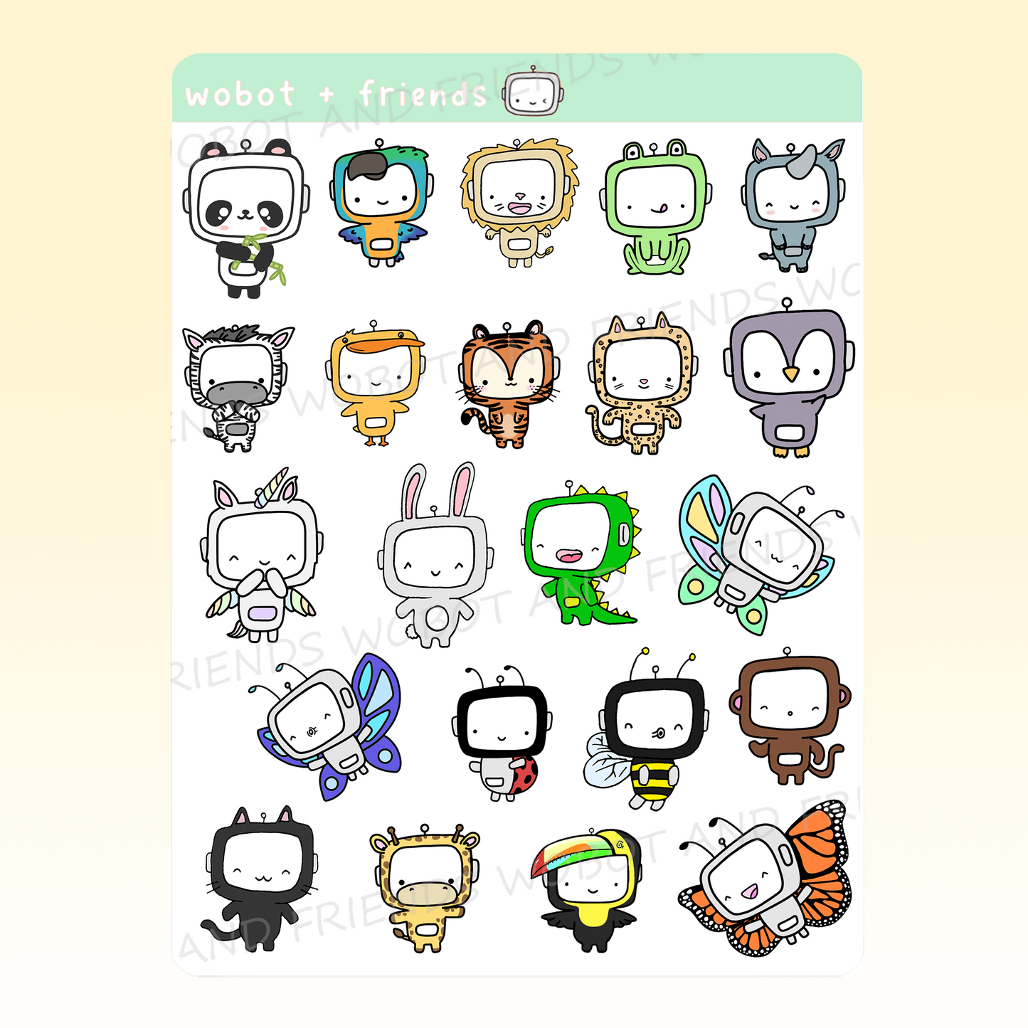 Animal Onesie Wobots Sampler - N23